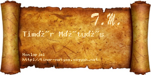 Timár Mátyás névjegykártya